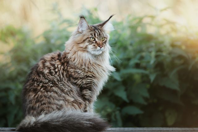 maine coon assit dehors